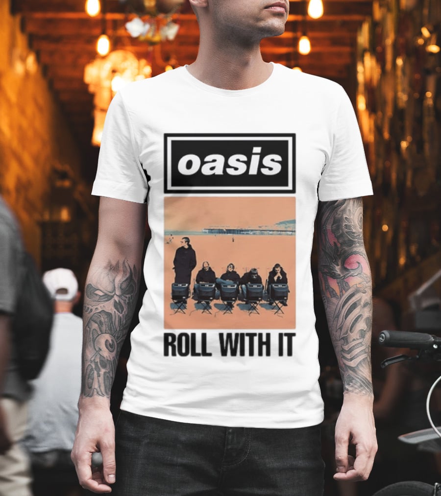 Oasis Roll With It Britpop Band Liam Gallagher T-Shirt