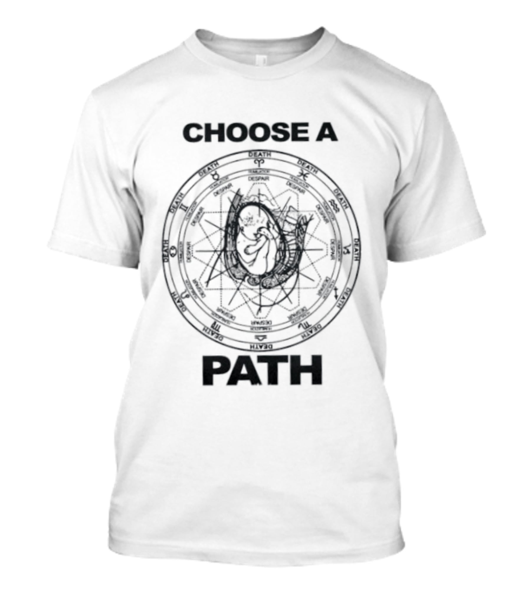 Choose A Path Death Humiliation Despair Occult Symbolic Wheel T-Shirt
