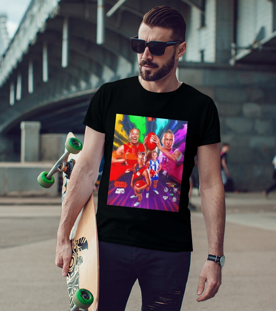 Double Header AFLW Pride Round Sydney Essendon North Windy Hill T-Shirt