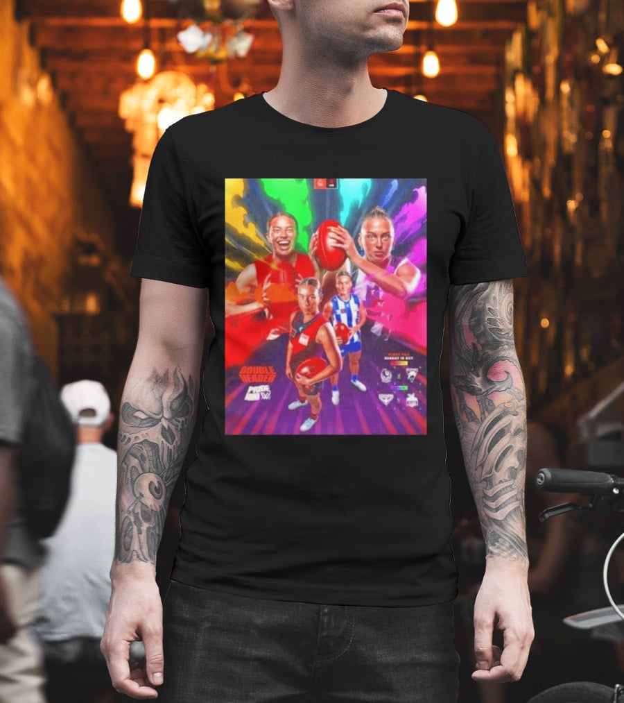 Double Header AFLW Pride Round Sydney Essendon North Windy Hill T-Shirt