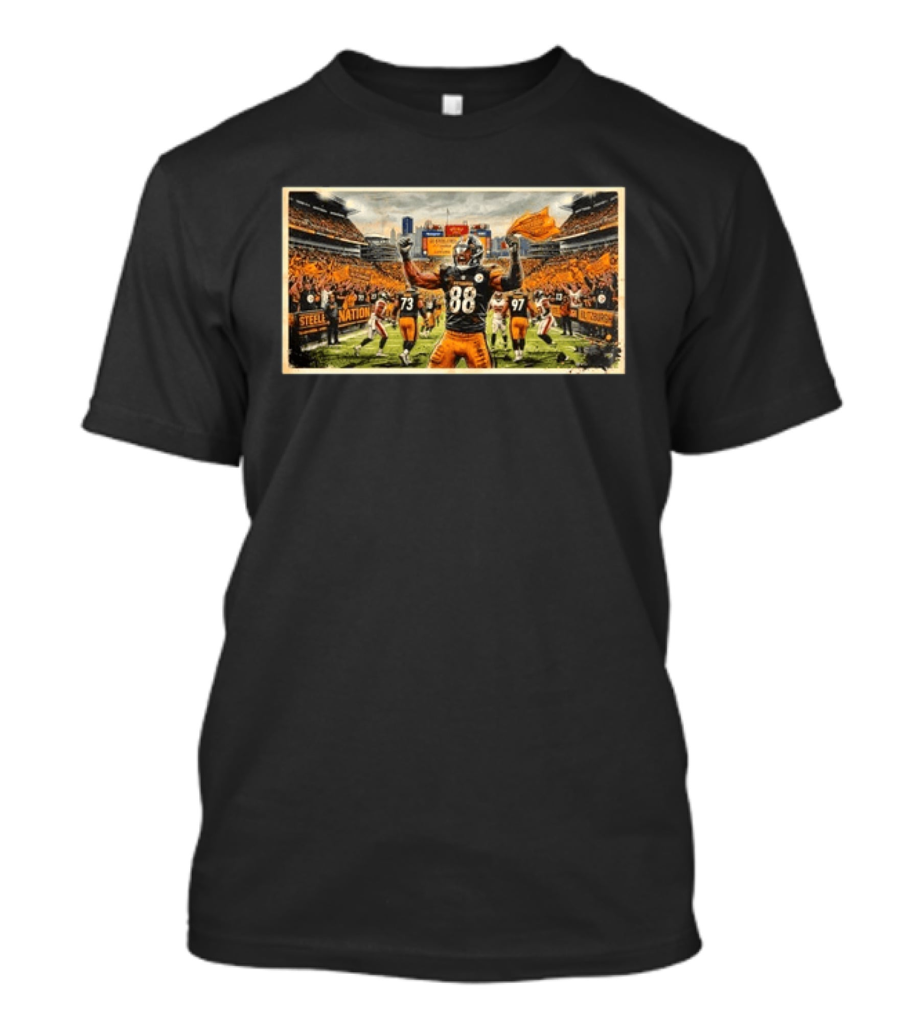 Pittsburgh Steelers No 88 Celebrates In Heinz Field With Terrible Towel And Blitzburgh Energy T-Shirt
