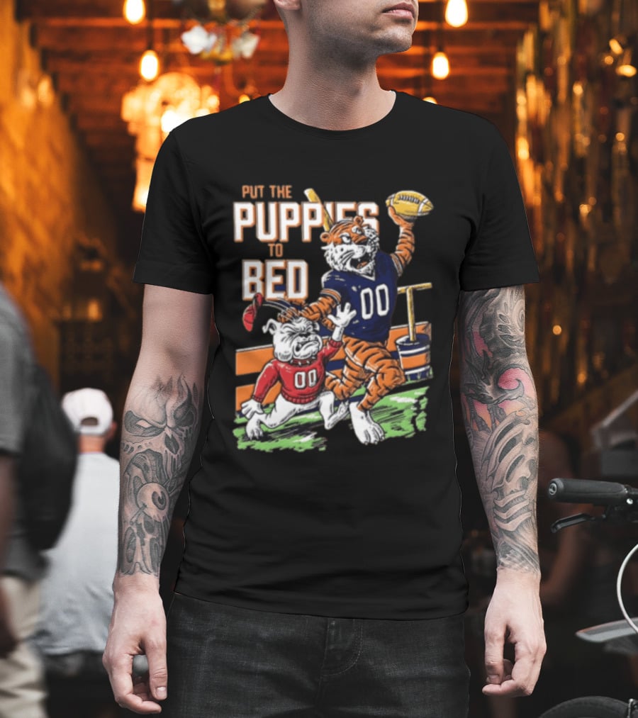 Put The Puppies To Bed Tiger Football T-Shirt
