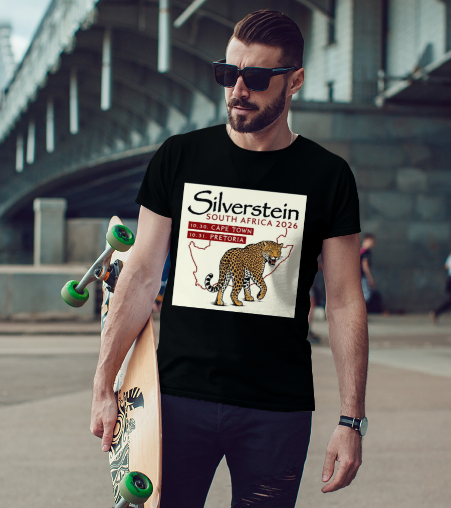 Silverstein South Africa 2026 Cape Town Pretoria Leopard Map Concert Dates T-Shirt