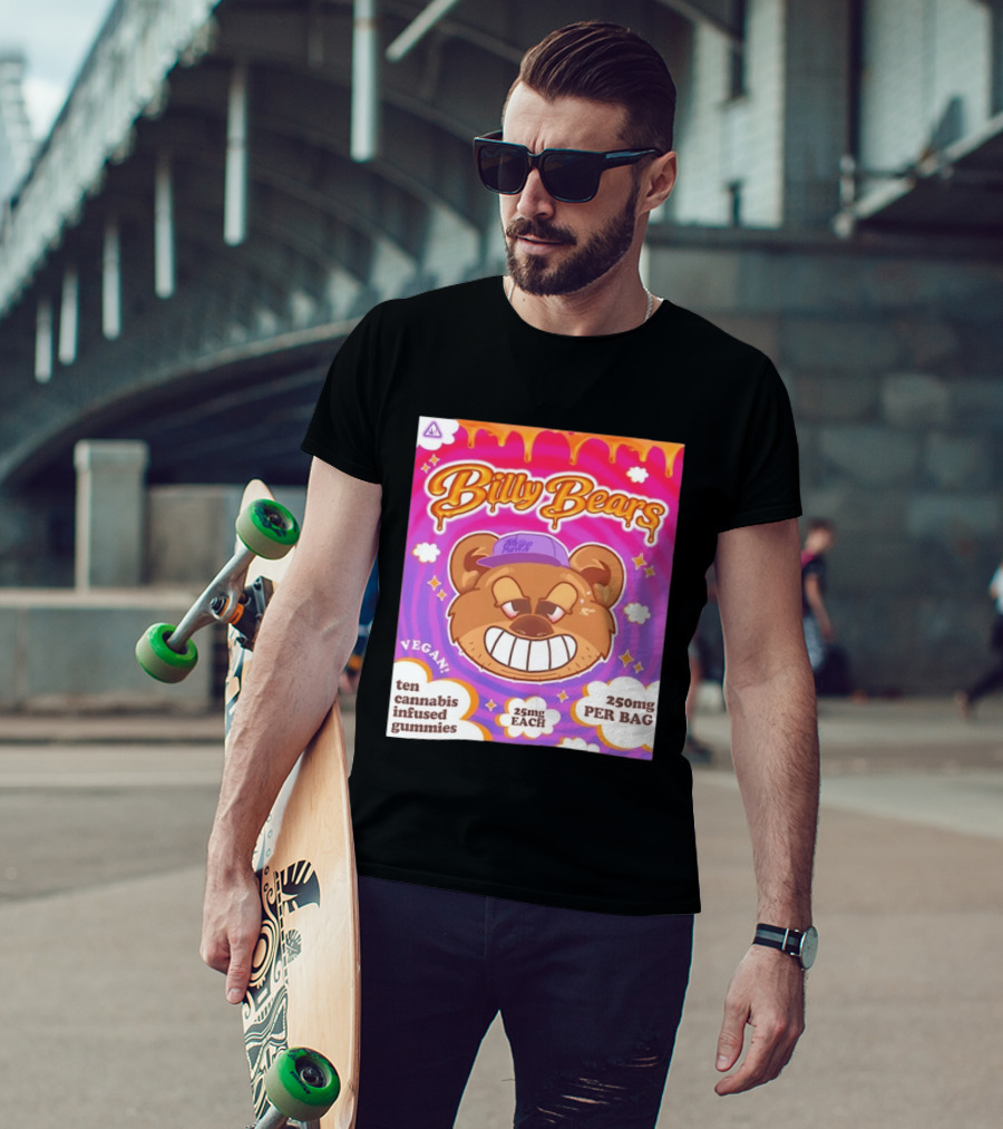 Billy Bears Vegan Ten Cannabis Infused Gummies 25mg Each 250mg Per Bag T-Shirt