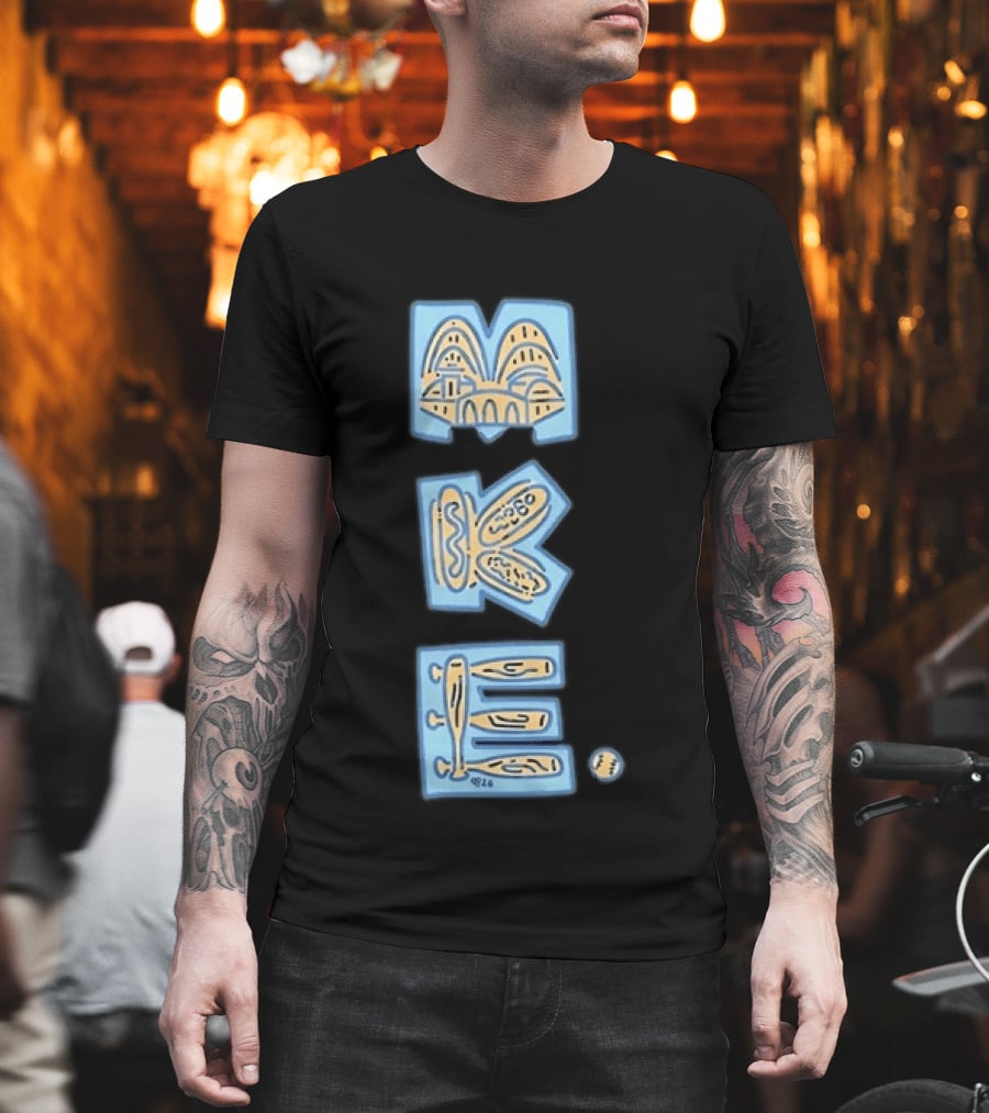 Milwaukee MKE Hot Dog Baseball Wisconsin Stadium T-Shirt