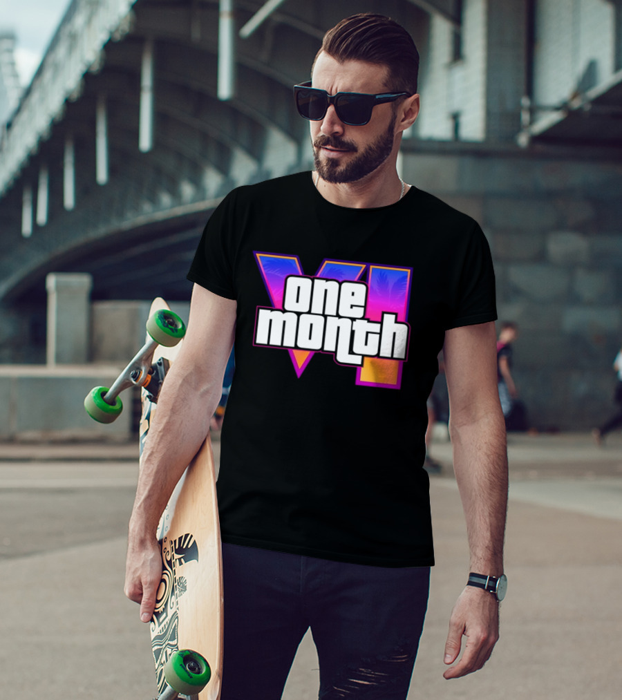 One Month VI Gaming Grand Theft Auto 6 Palms Retro Gradient T-Shirt