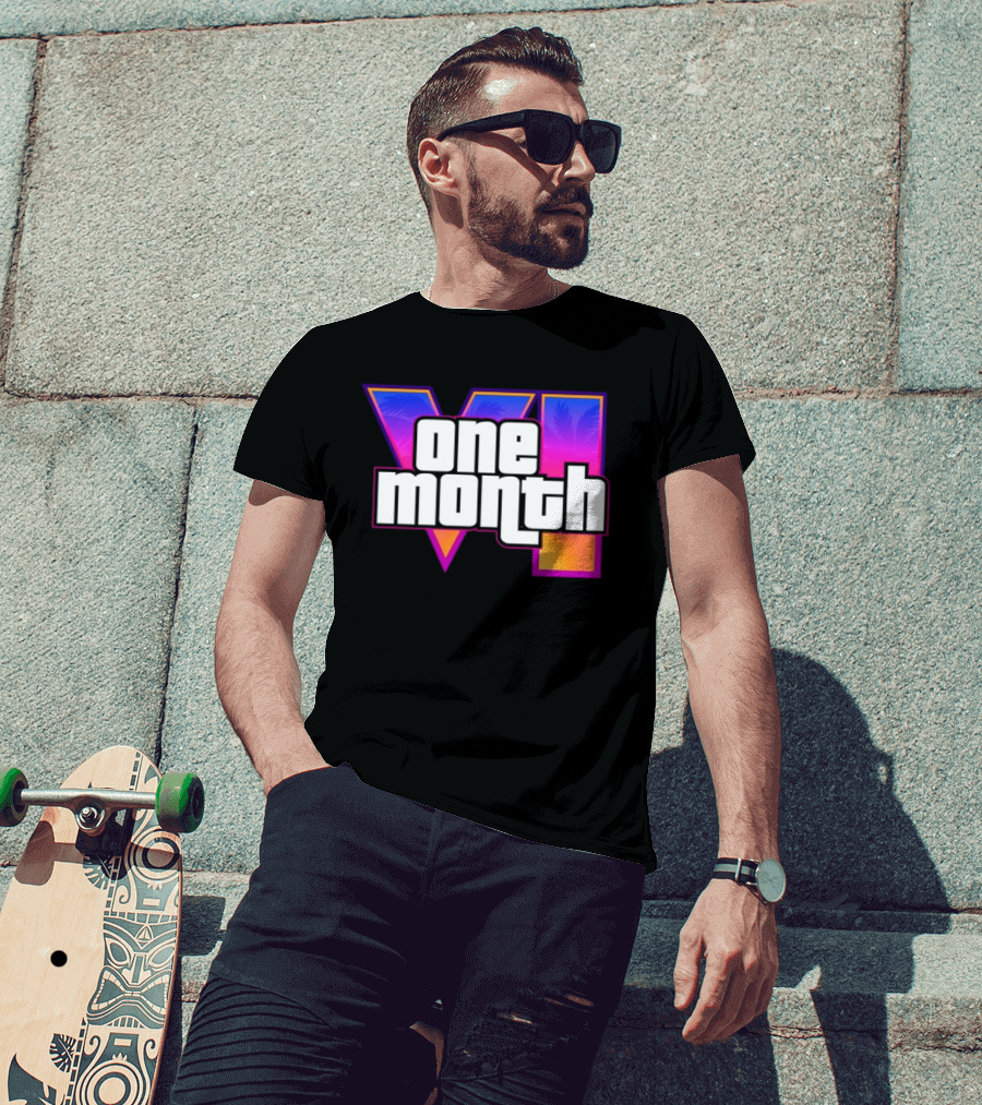 One Month VI Gaming Grand Theft Auto 6 Palms Retro Gradient T-Shirt