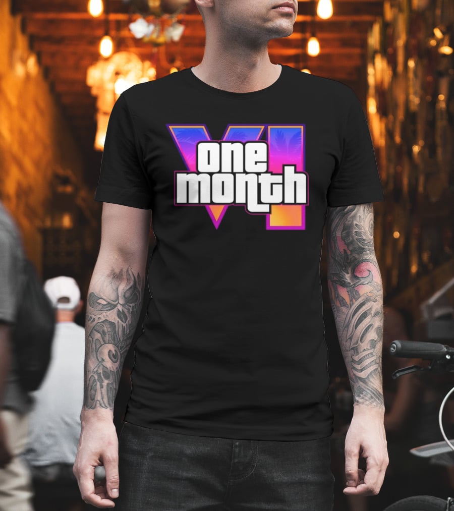 One Month VI Gaming Grand Theft Auto 6 Palms Retro Gradient T-Shirt