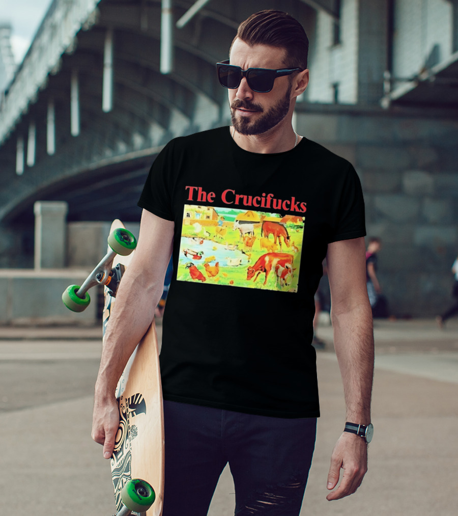 The Crucifucks Farm Animals Punk Rock Band Pastoral Scene T-Shirt