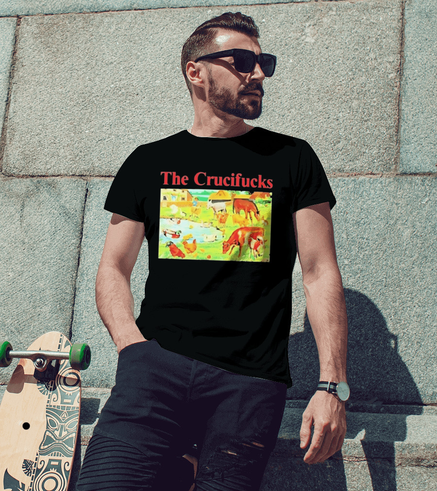 The Crucifucks Farm Animals Punk Rock Band Pastoral Scene T-Shirt