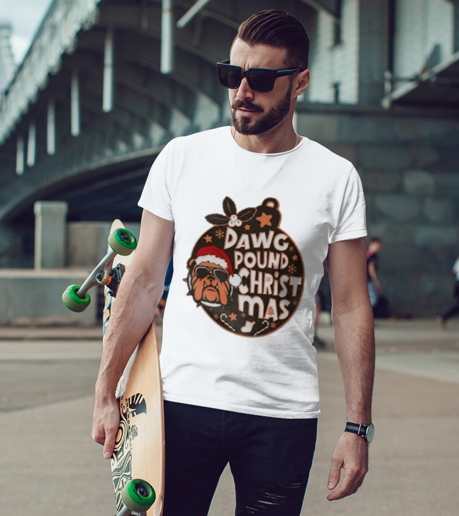 Cleveland Browns Dawg Pound Christmas Santa Bulldog Holiday Sweater T-Shirt