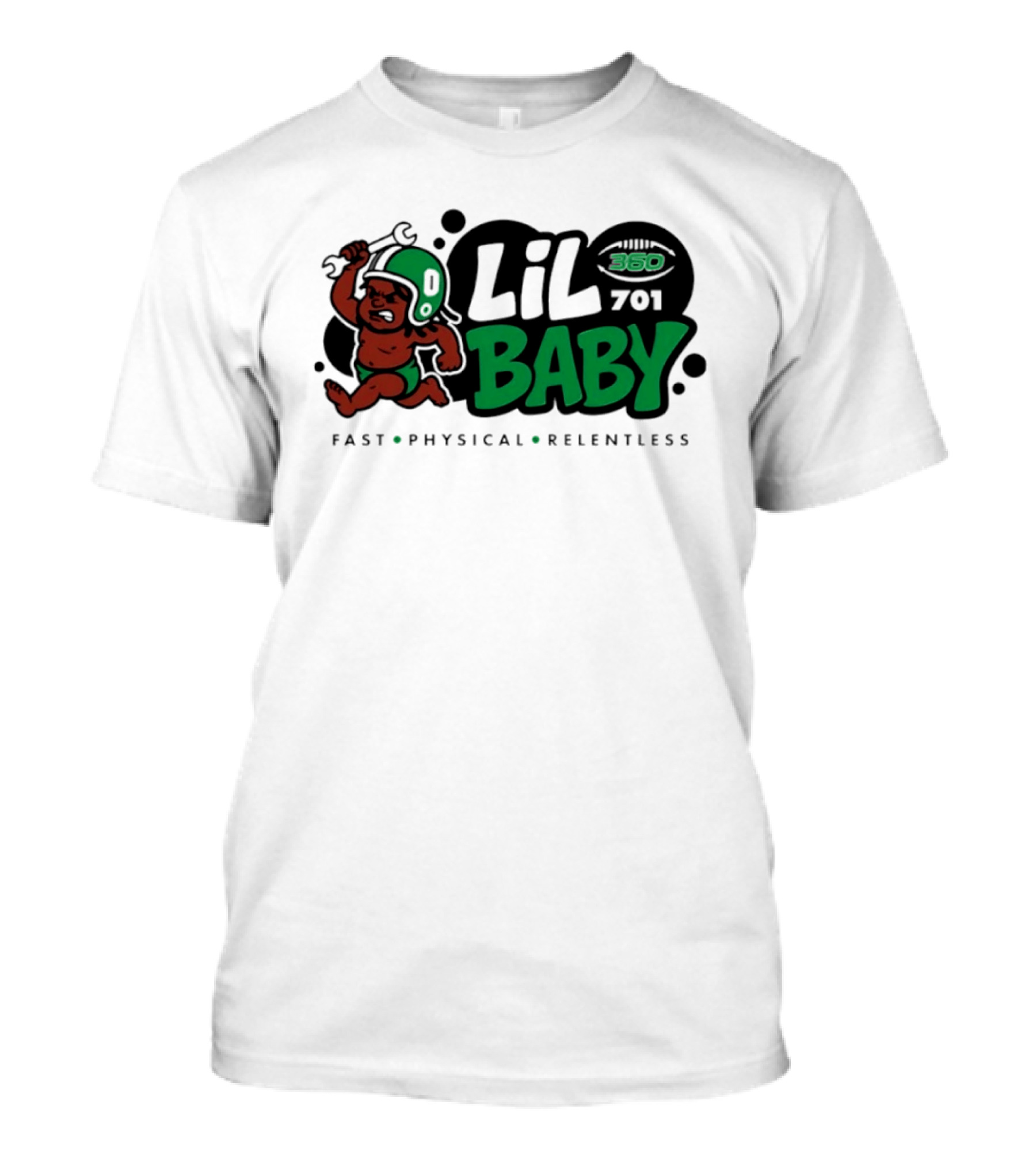 Lil Baby 360 701 Fast Physical Relentless Football Cartoon T-Shirt