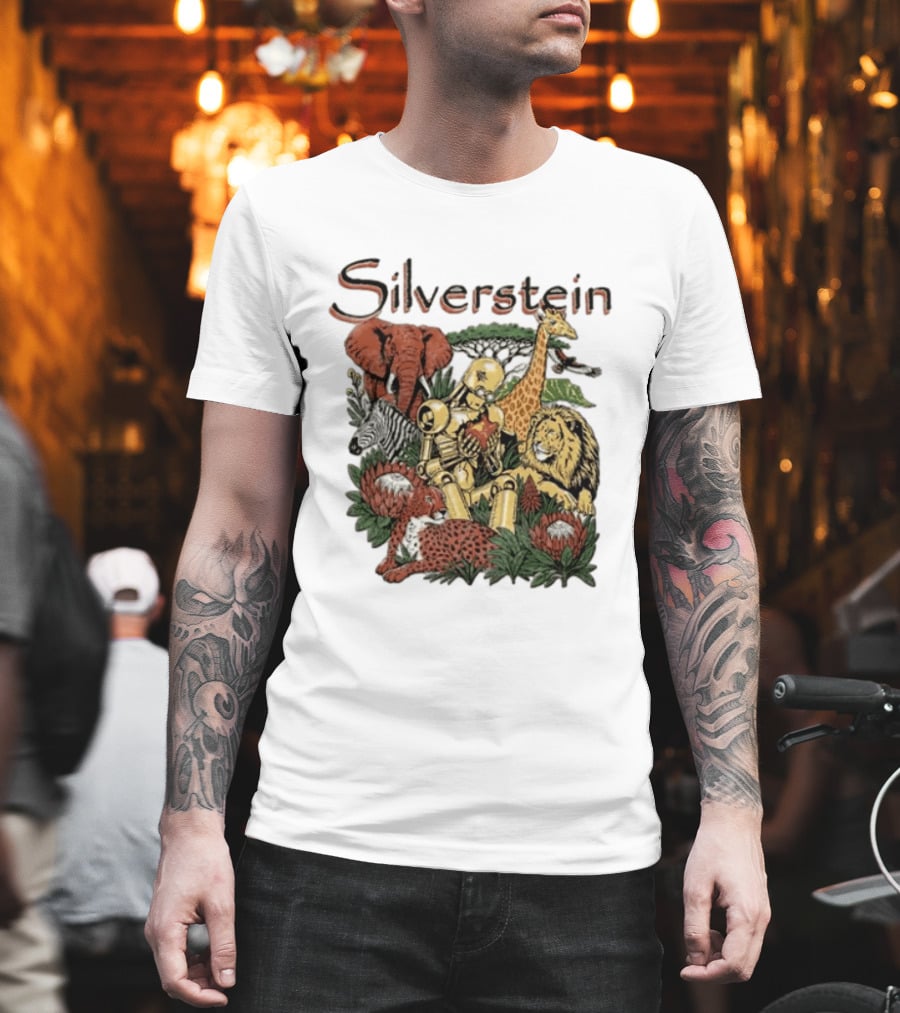 Silverstein Safari Robot With Elephant Giraffe Lion Leopard Post Hardcore T-Shirt