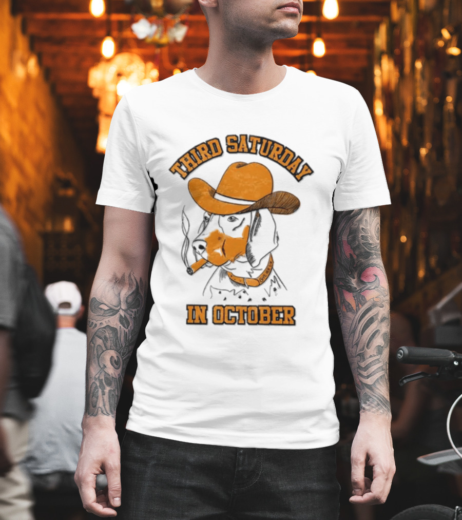Third Saturday In October Tennessee Volunteers Dog With Cowboy Hat T-Shirt