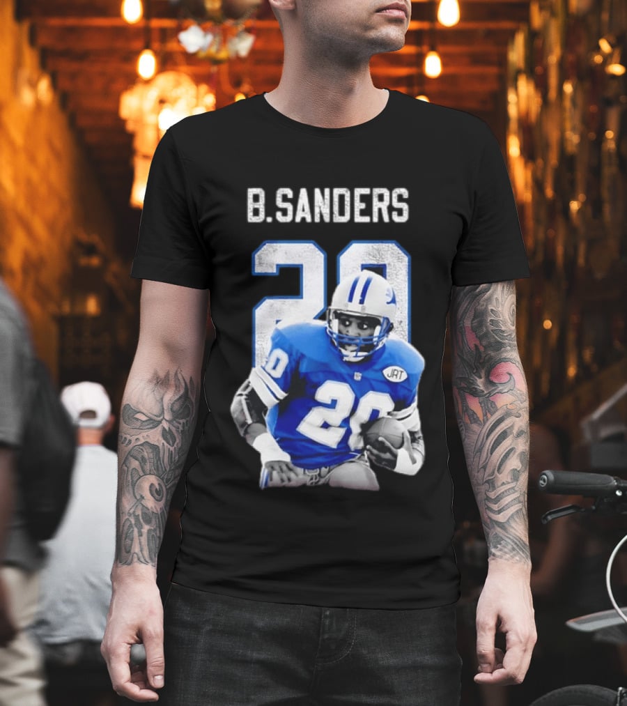 B Sanders 20 Detroit Lions Blue Football Jersey T-Shirt