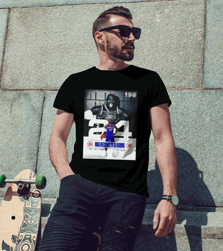 NBA Tip Off LeBron James Philadelphia 76ers Record 24 Seasons T-Shirt