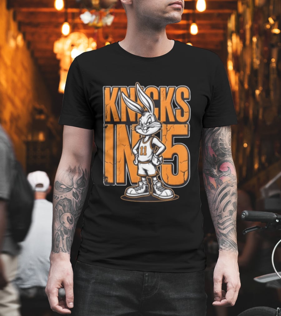 Jalen Brunson Knicks In 5 Bugs Bunny Basketball Cartoon T-Shirt