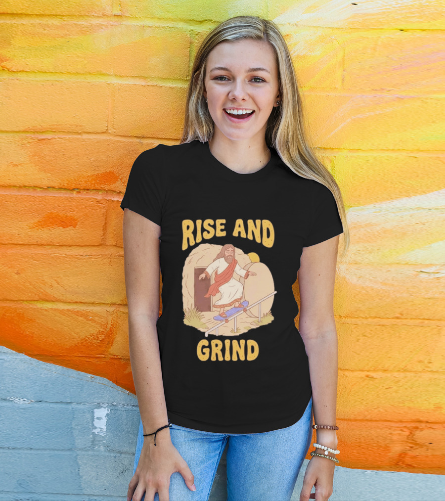 Rise And Grind Jesus Skateboarding Resurrection T-Shirt