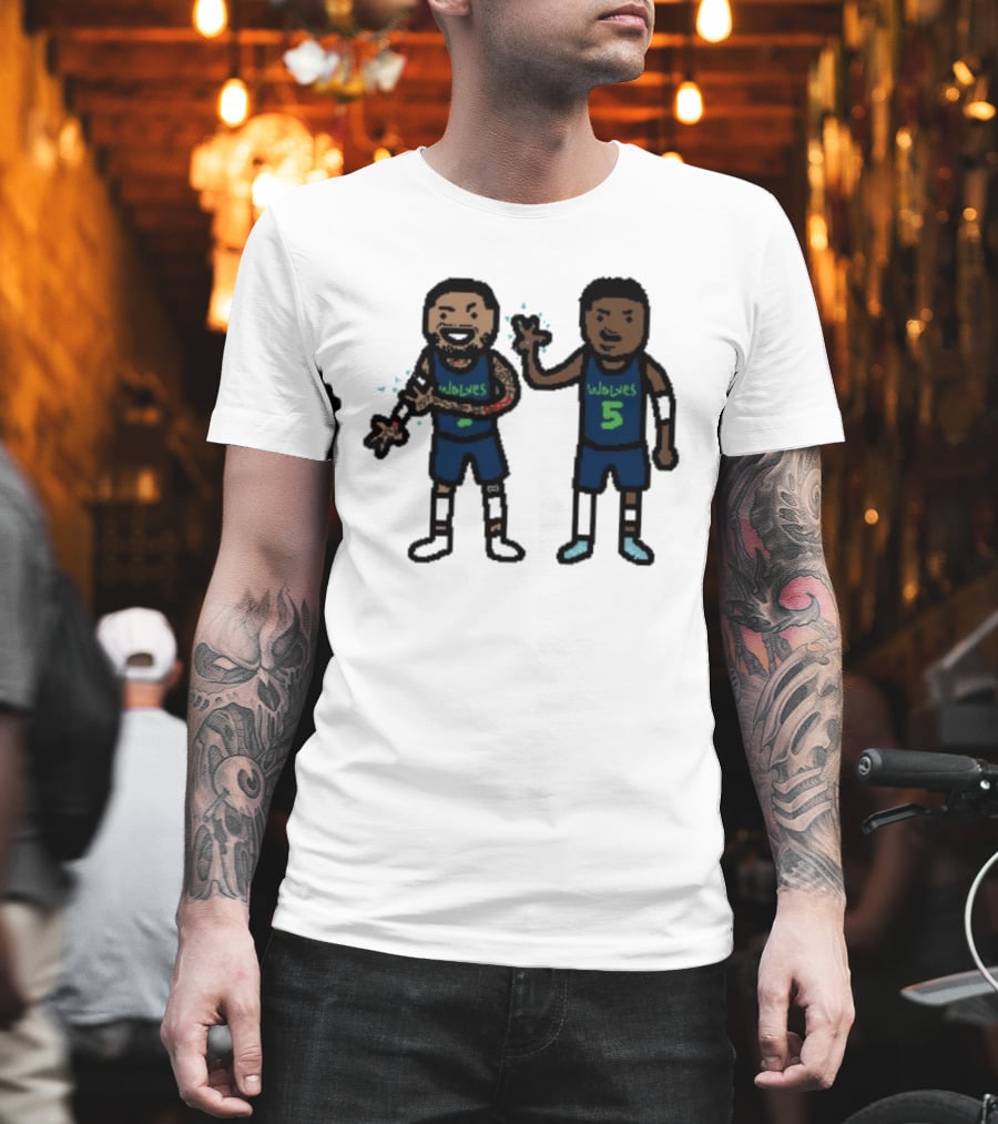 Anthony Edwards Jaden McDaniels Timberwolves 5 Pixel Players T-Shirt