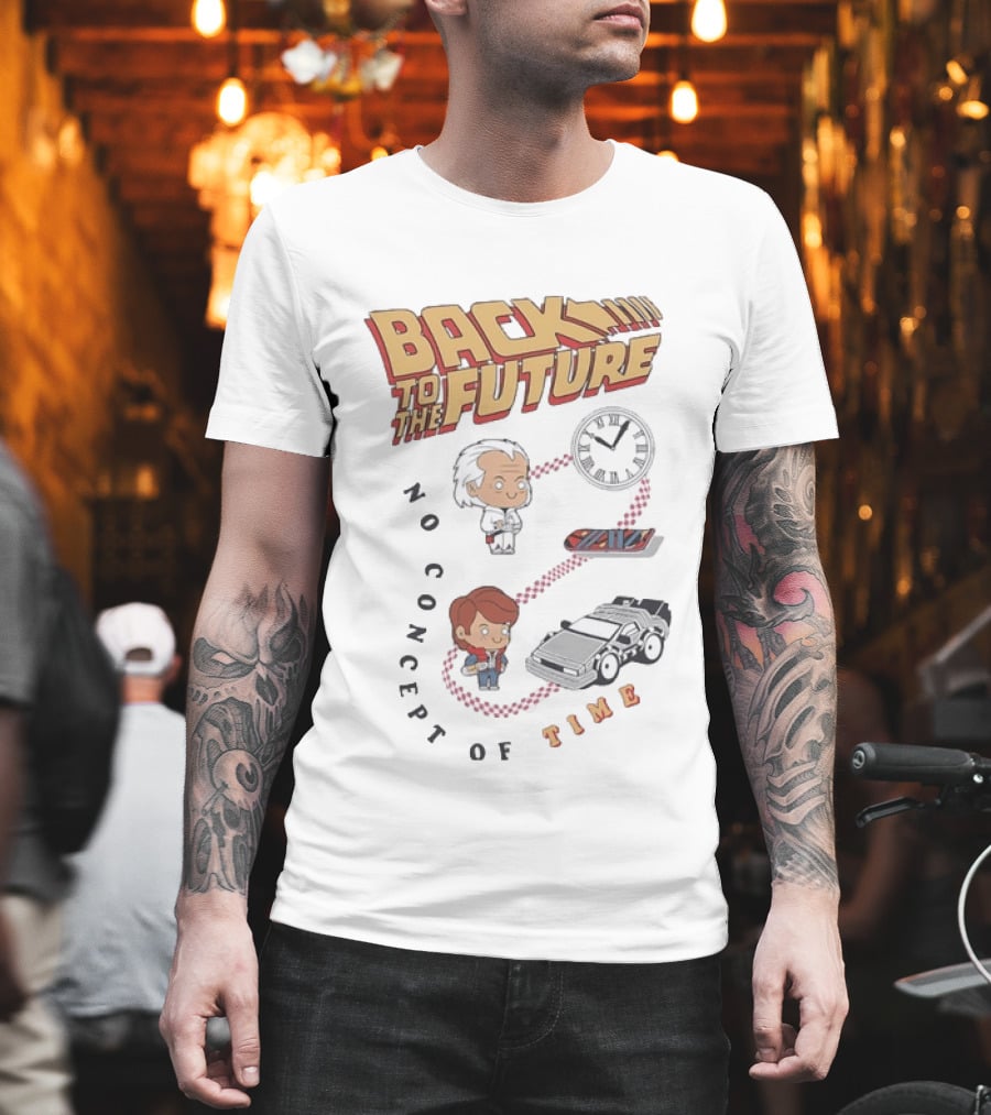 Back To The Future Marty McFly Doc Brown No Concept Of Time DeLorean T-Shirt
