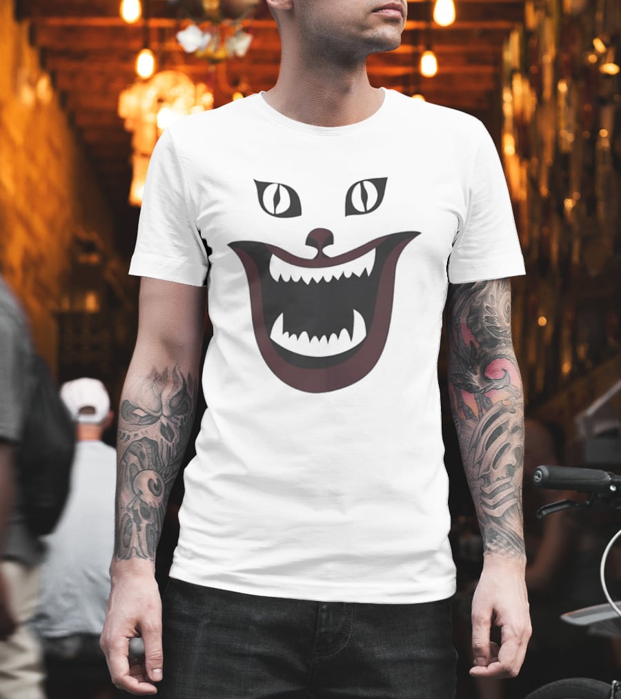 Cheshire Cat Grinning Face Alice In Wonderland Creepy Smile T-Shirt
