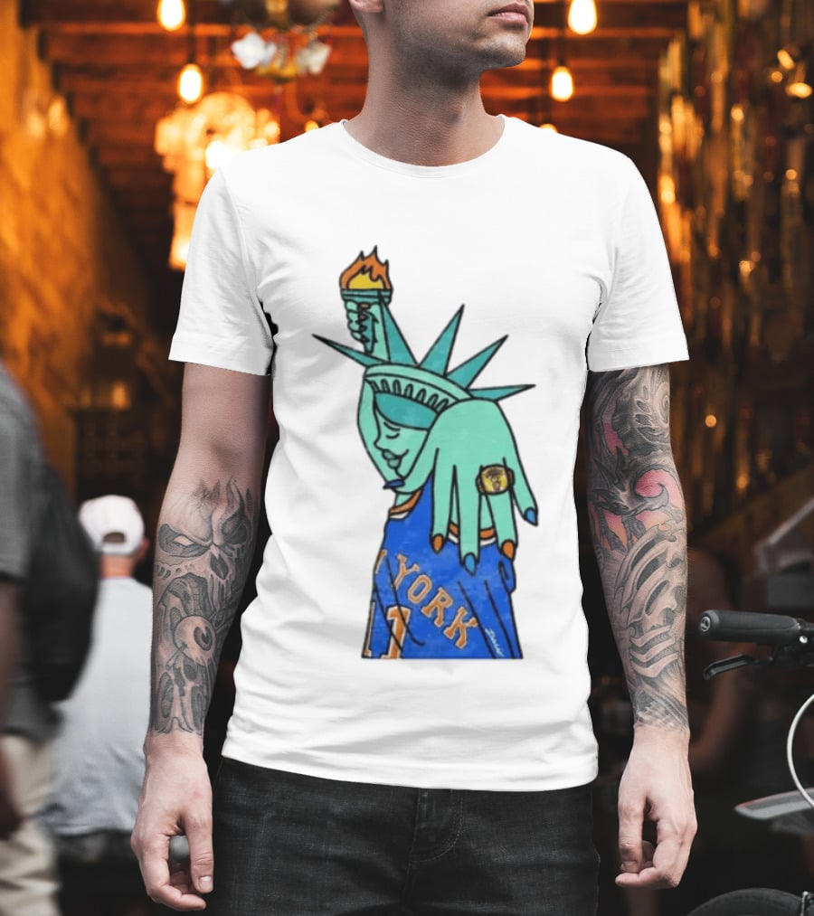 Jalen Brunson New York Knicks Liberty Statue Basketball Fan T-Shirt