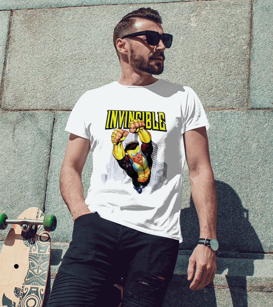 Invincible Mark Grayson Superhero Flying Action Pose T-Shirt