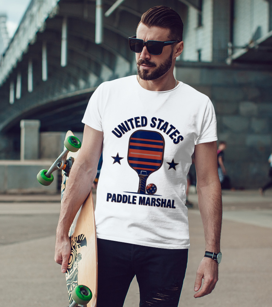 United States Paddle Marshal Pickleball Patriotic Paddle T-Shirt