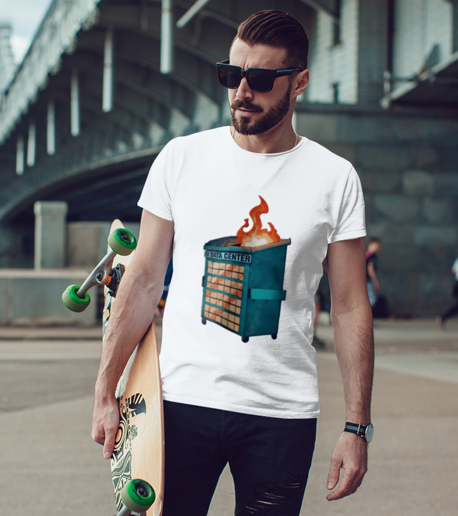 AI Data Center Dumpster On Fire Retro Internet Meme T-Shirt