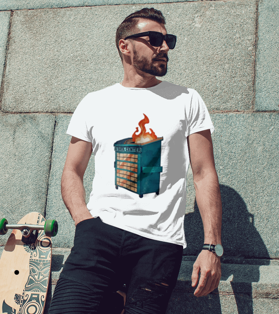 AI Data Center Dumpster On Fire Retro Internet Meme T-Shirt