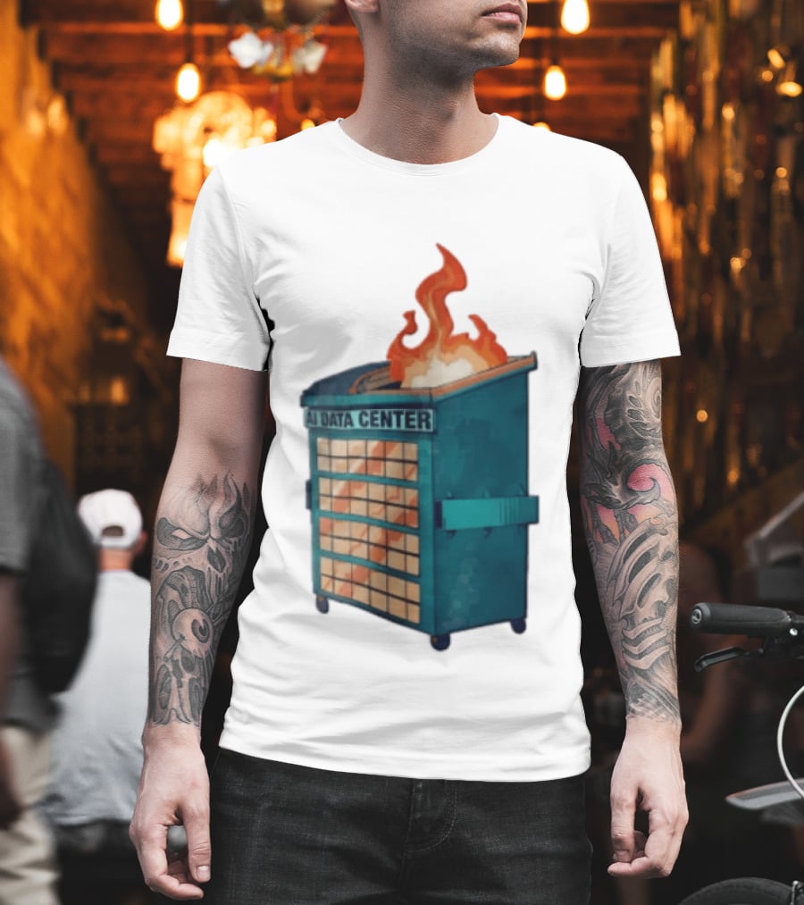 AI Data Center Dumpster On Fire Retro Internet Meme T-Shirt