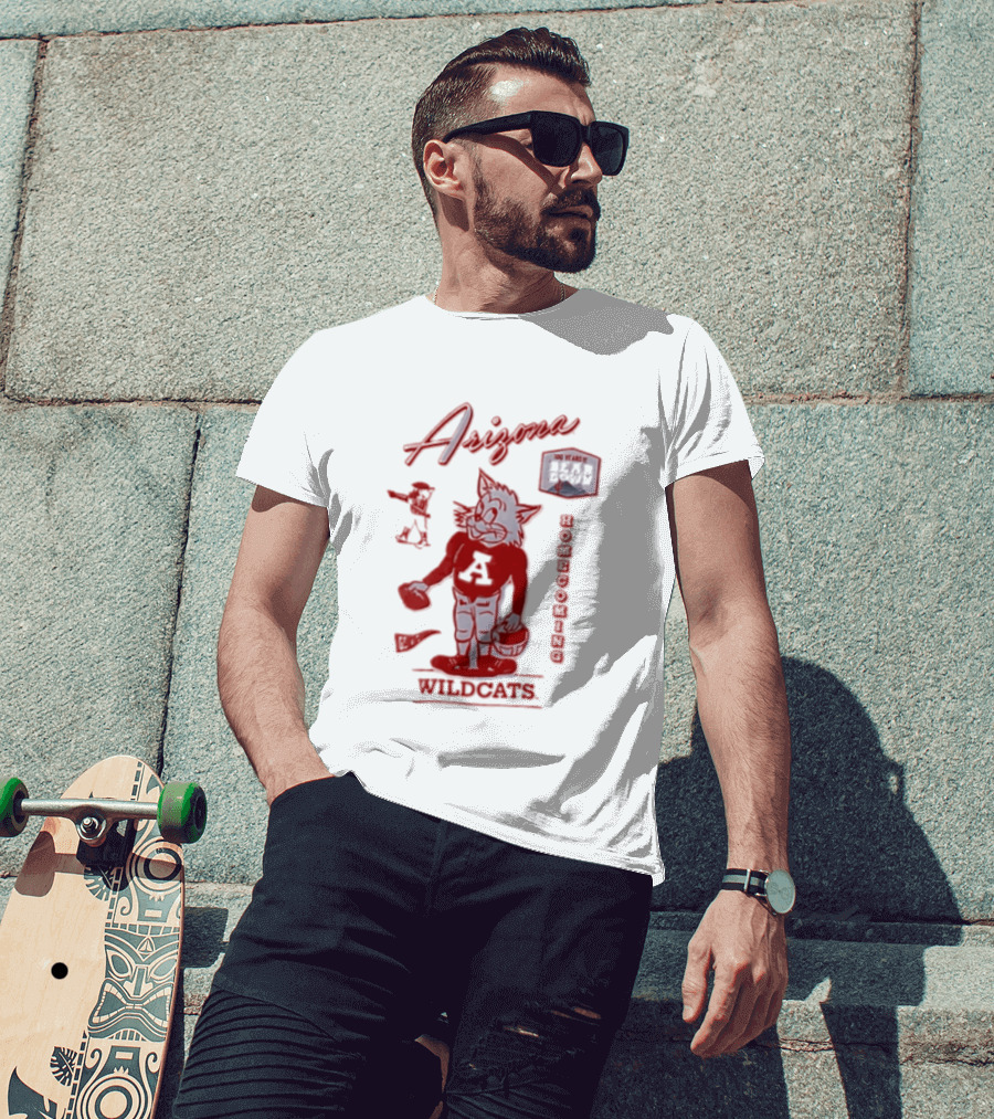 Arizona Wildcats 100 Years Bear Down Football Wildcat Holding Helmet T-Shirt