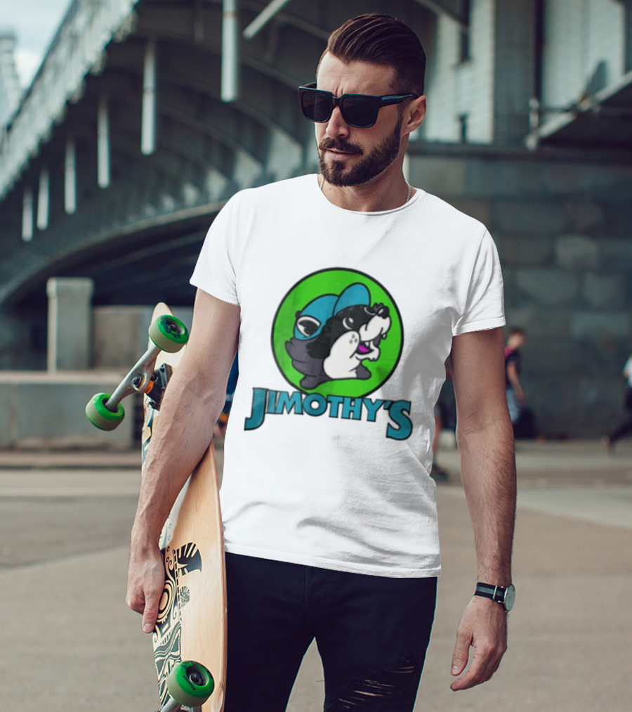Jimothys Cartoon Beaver Wearing Blue Cap T-Shirt