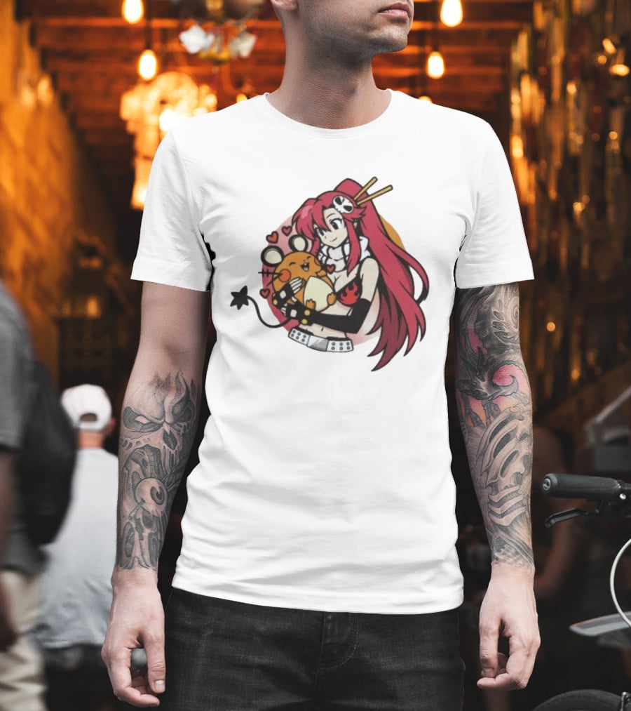Yoko Littner With Dedenne Inspired Character Art Gurren Lagann T-Shirt