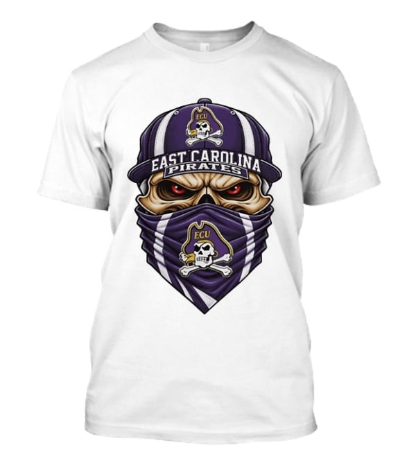 East Carolina Pirates Skull ECU College Sports Fanwear T-Shirt