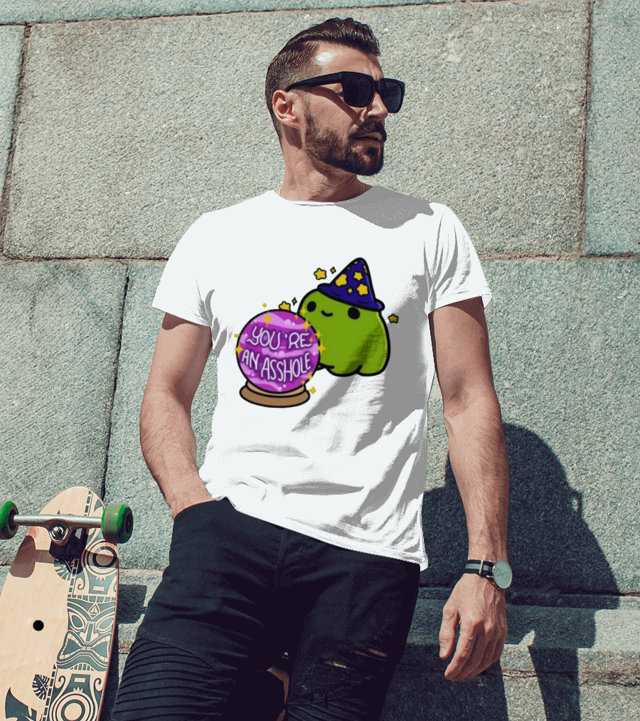 Frog Wizard Starry Hat Crystal Ball You're An Asshole T-Shirt