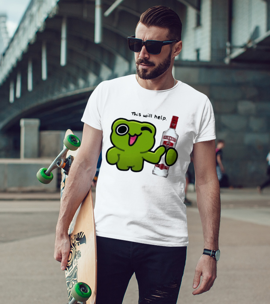 Green Frog Winking This Will Help Smirnoff Vodka T-Shirt