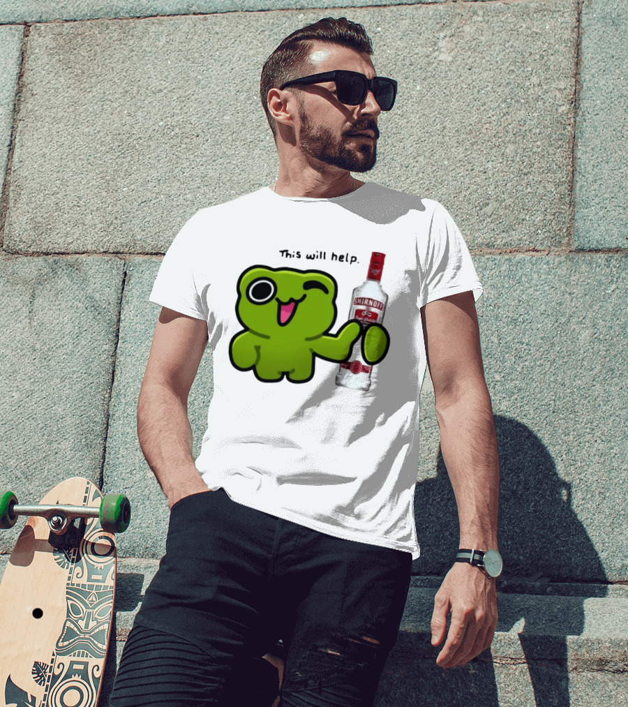 Green Frog Winking This Will Help Smirnoff Vodka T-Shirt