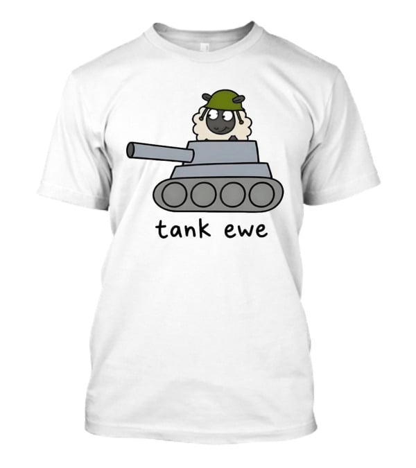 Tank Ewe Sheep Pun Playful Military Humor T-Shirt