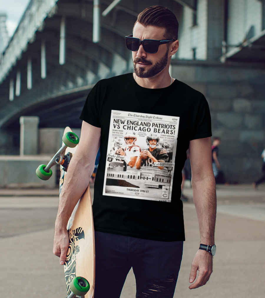 New England Patriots Vs Chicago Bears Thursday Night Football Drake Maye Caleb Williams Prime 7PM ET T-Shirt