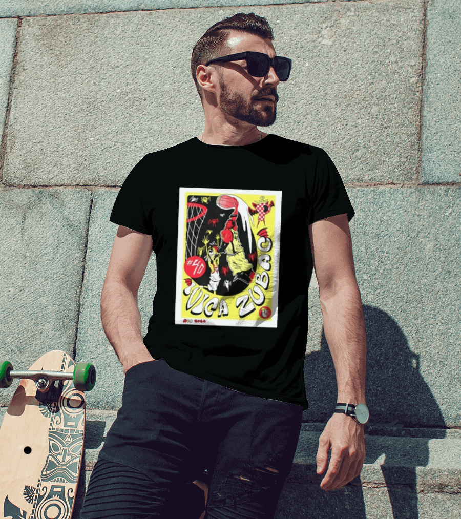Ivica Zubac No 40 NBA 2026 Basketball Los Angeles Clippers Black Red Yellow T-Shirt