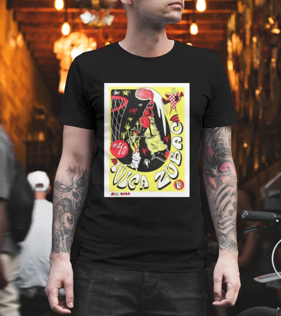 Ivica Zubac No 40 NBA 2026 Basketball Los Angeles Clippers Black Red Yellow T-Shirt