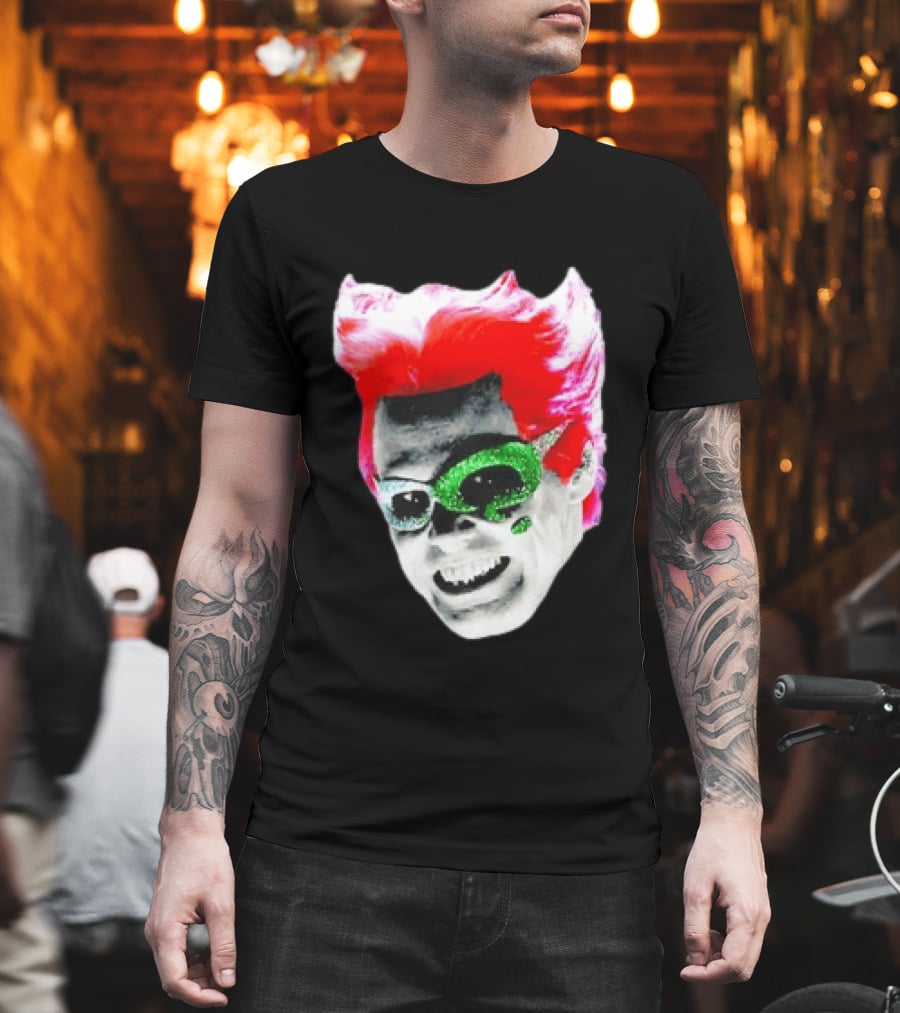 Jim Carrey The Riddler Batman Forever Green Glitter Mask Pink Hair T-Shirt