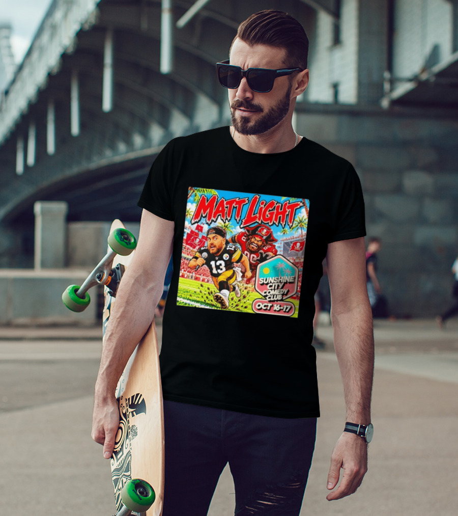 Matt Light Sunshine City Comedy Club Oct 16 17 Pirate Football T-Shirt