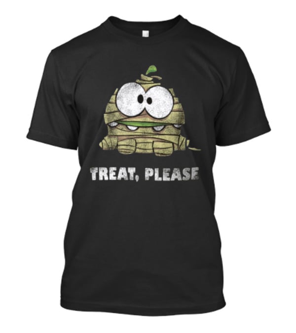 Halloween Om Nom Mummy Treat Please Cartoon Green Monster T-Shirt