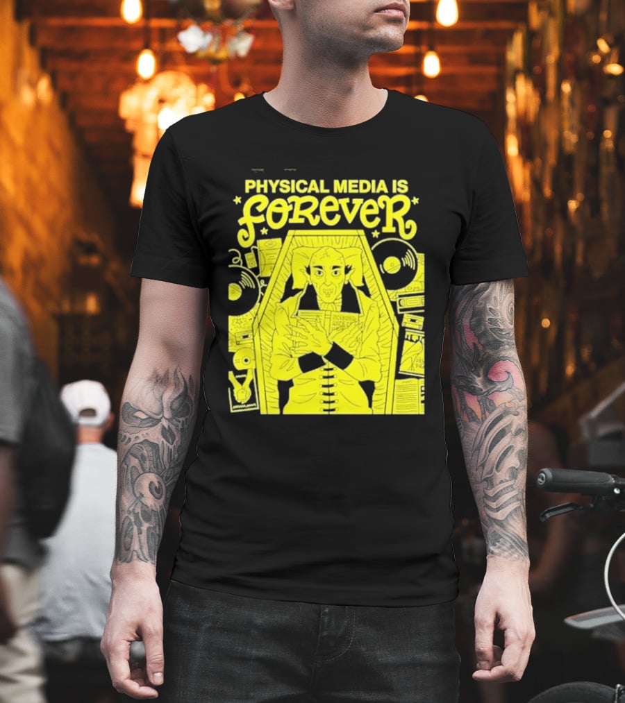 Physical Media Is Forever Vampire Coffin Records Tapes Books T-Shirt