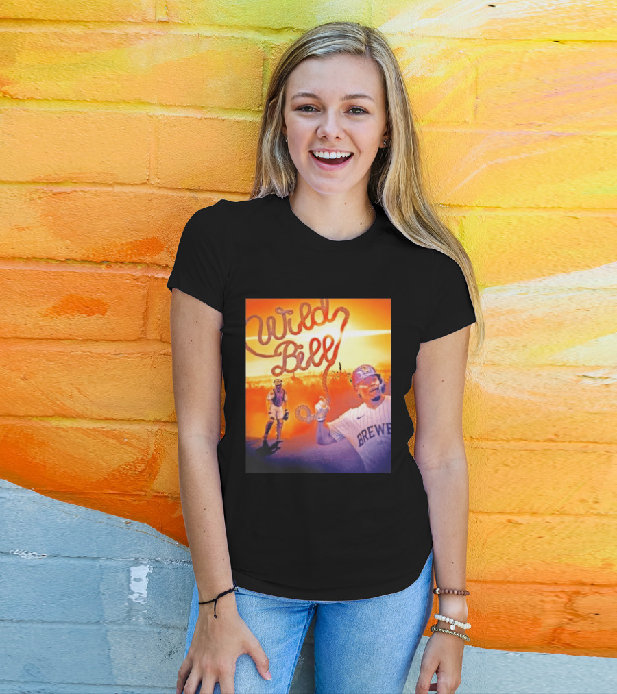 Wild Bill Milwaukee Brewers MLB Baseball Player Rope Sunset Scene T-Shirt