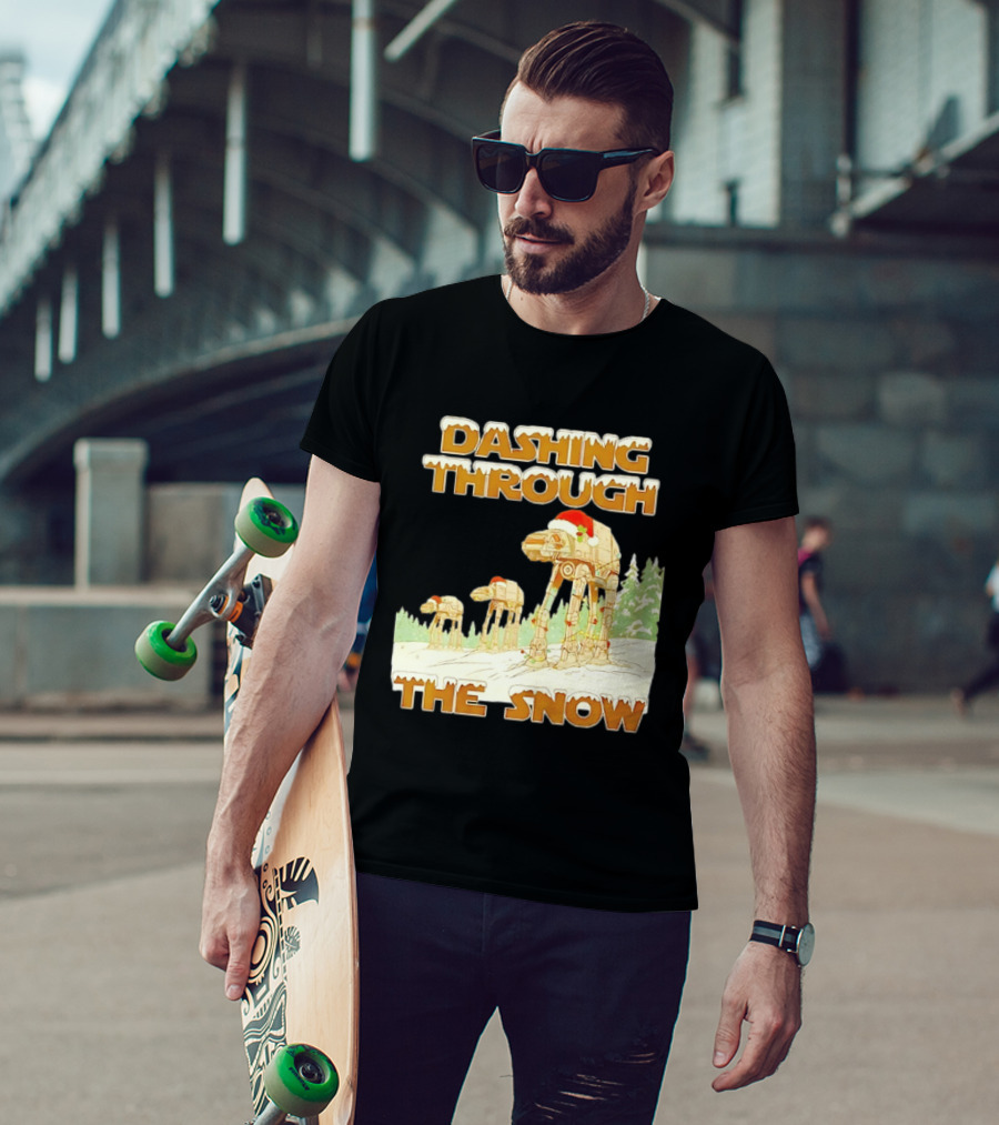 Dashing Through The Snow Star Wars AT AT Christmas Holiday Scene T-Shirt