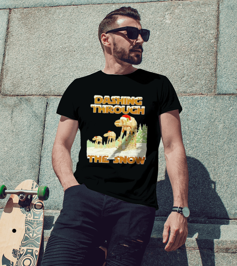 Dashing Through The Snow Star Wars AT AT Christmas Holiday Scene T-Shirt