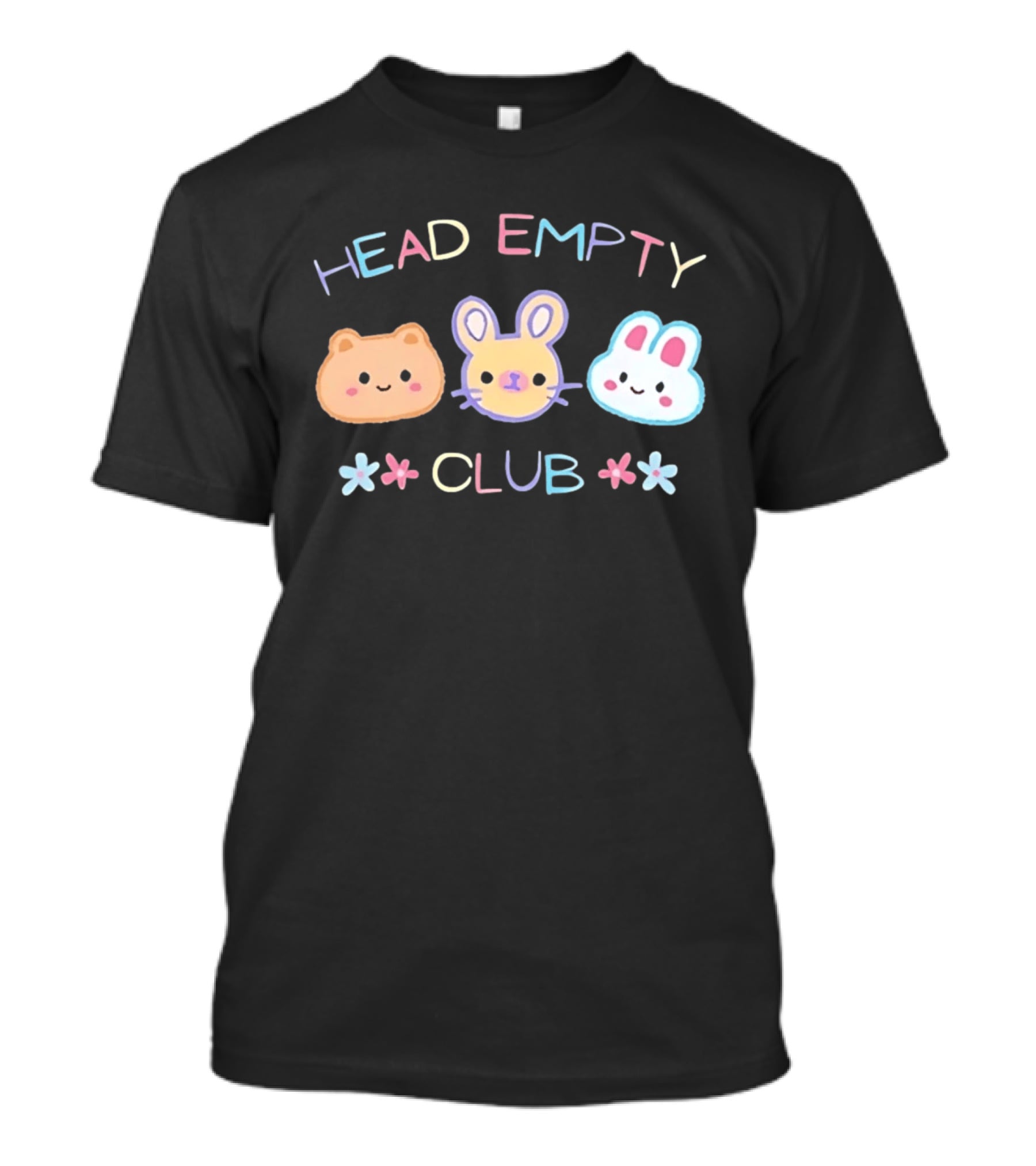 Head Empty Club Cute Kawaii Animals Pastel Bear Bunny Rabbit Faces T-Shirt